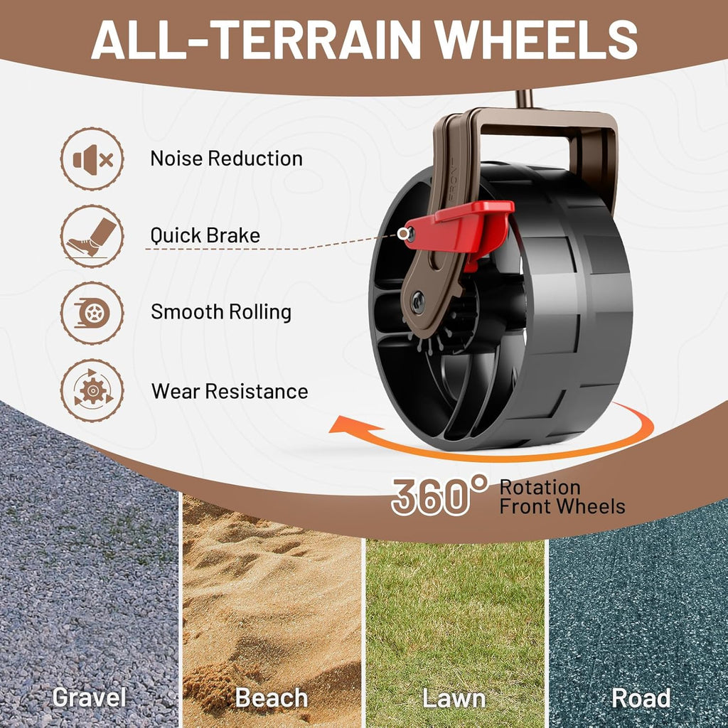 400L Large Capacity Folding Double Decker Cart with Brakes 54 Inch Extra Long Extended Cart
