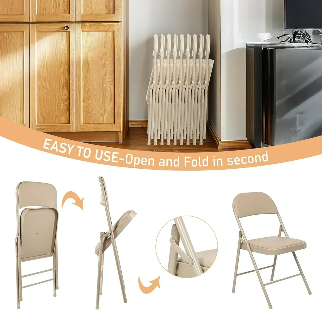 6 Pack Black Folding Chairs with Leather Chairs Events Office Wedding Party Upholstered Chairs