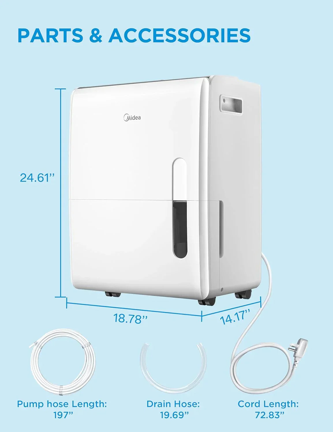 Midea 4,500 Sq. Ft. Dehumidifier Pump Included Energy Star Certified 50 Pint Ideal For Basements