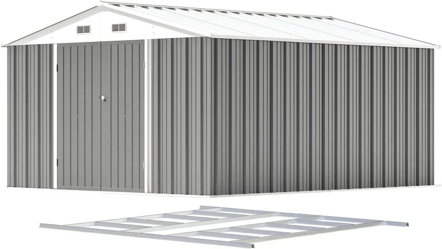 Patiowell 5x3 FT Outdoor Storage Shed Tool Shed with Sloping Roof and Lockable Door Metal Shed