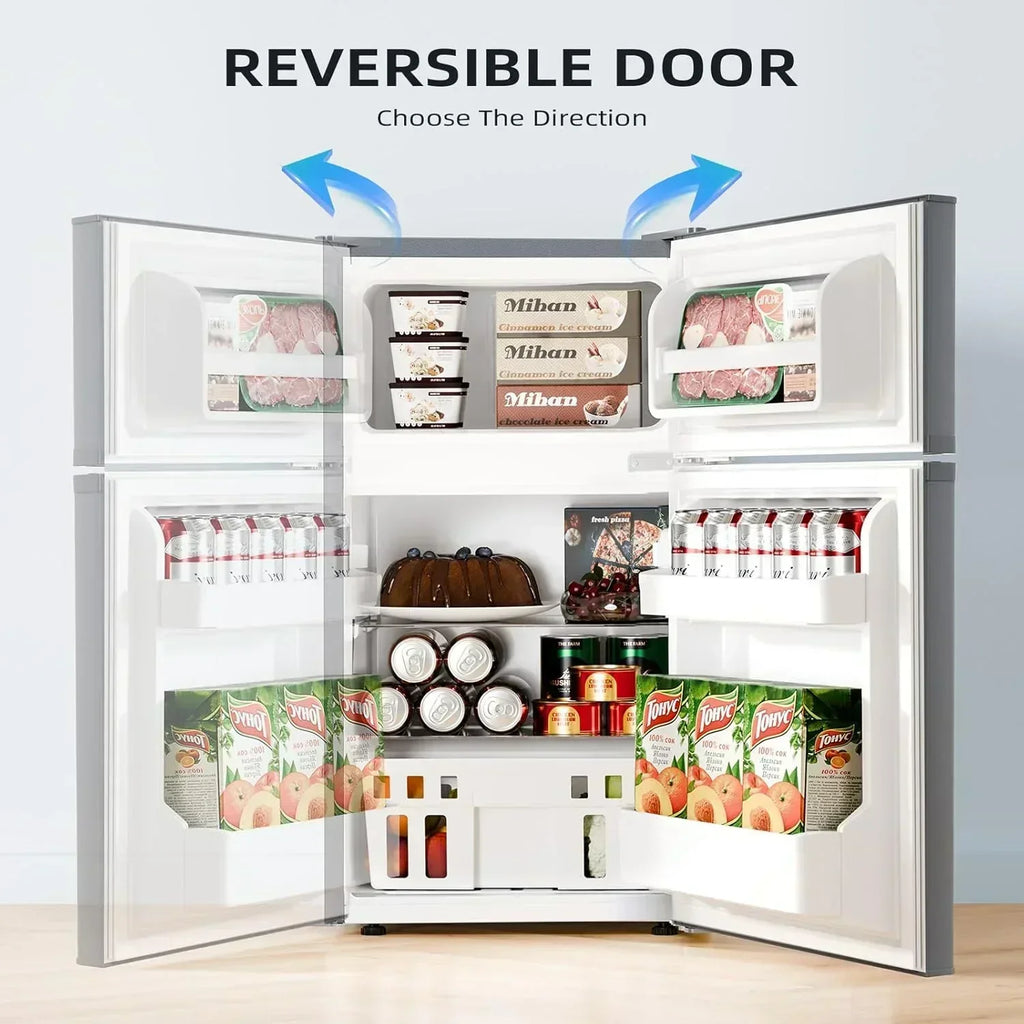 Antarctic Star 3.2 Cu.Ft Mini Refrigerator with Freezer Double Door Fridge Compact Refrigerator