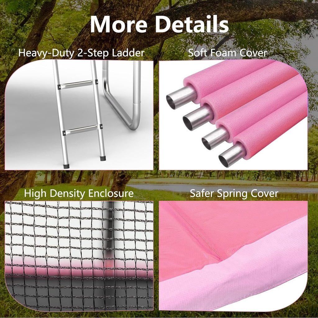 AOTOB 8FT 10FT 12FT 14 FT 15FT Trampoline with Safety Enclosure Net Outdoor Trampoline