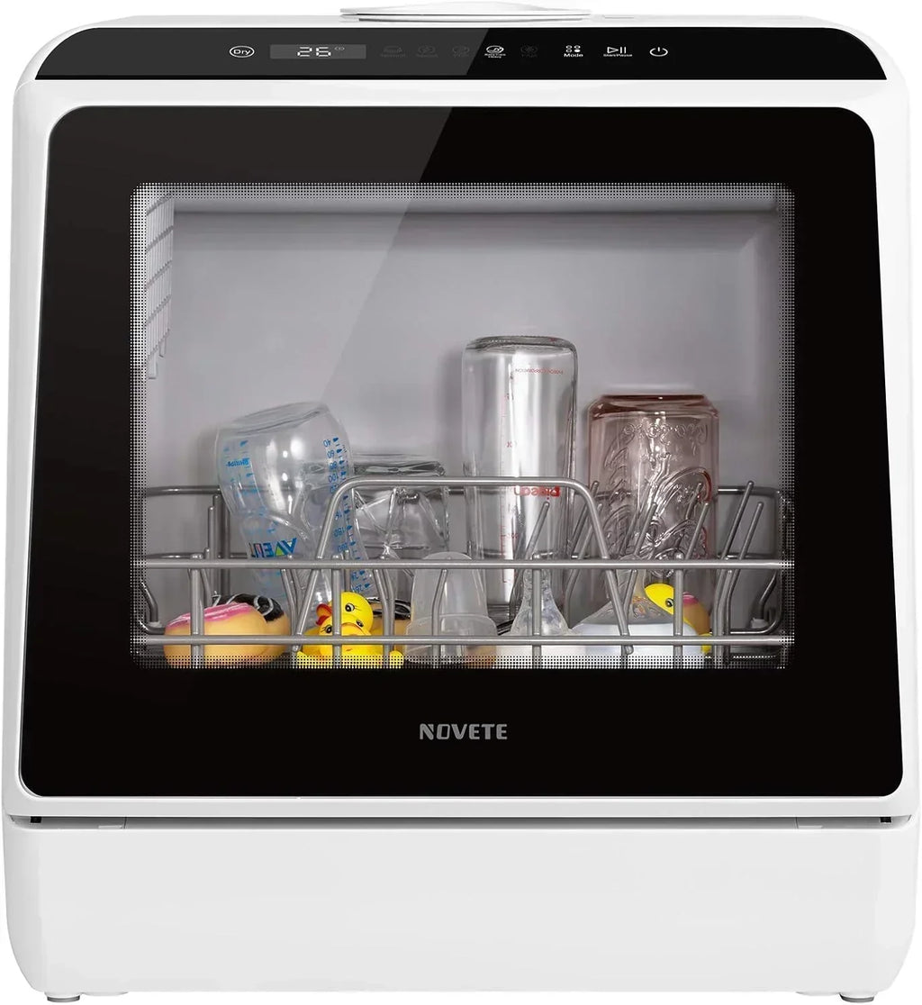 NOVETE portable tabletop dishwasher compact dishwasher with 5-liter built-in water tank