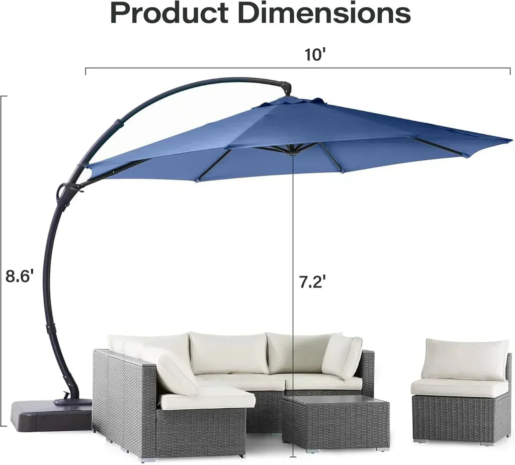 LAUSAINT HOME Outdoor Patio Umbrella with Base included 11 FT Deluxe Curvy Cantilever Umbrella