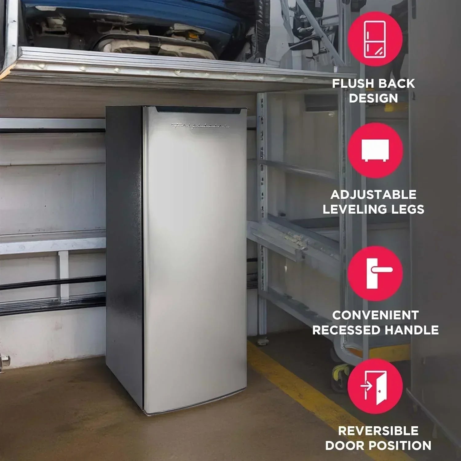 Frigidaire Upright Freezer 6.5 cu. ft. Deep Freeze Vinyl Coated Metal Wire Shelving Compact