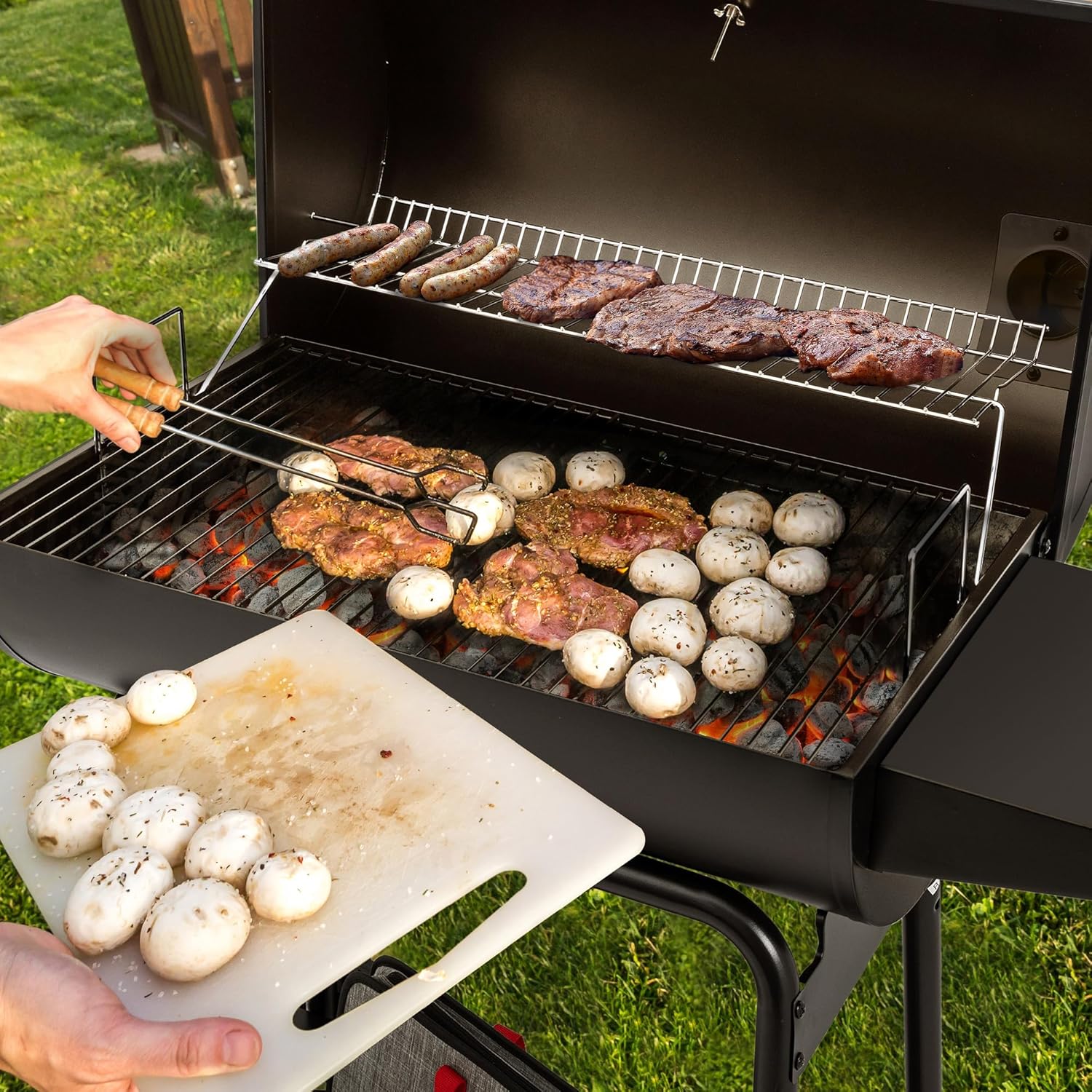 Royal Gourmet CC1830 30 Inch Barrel Charcoal Grill with Warming Rack Outdoor BBQ Grill