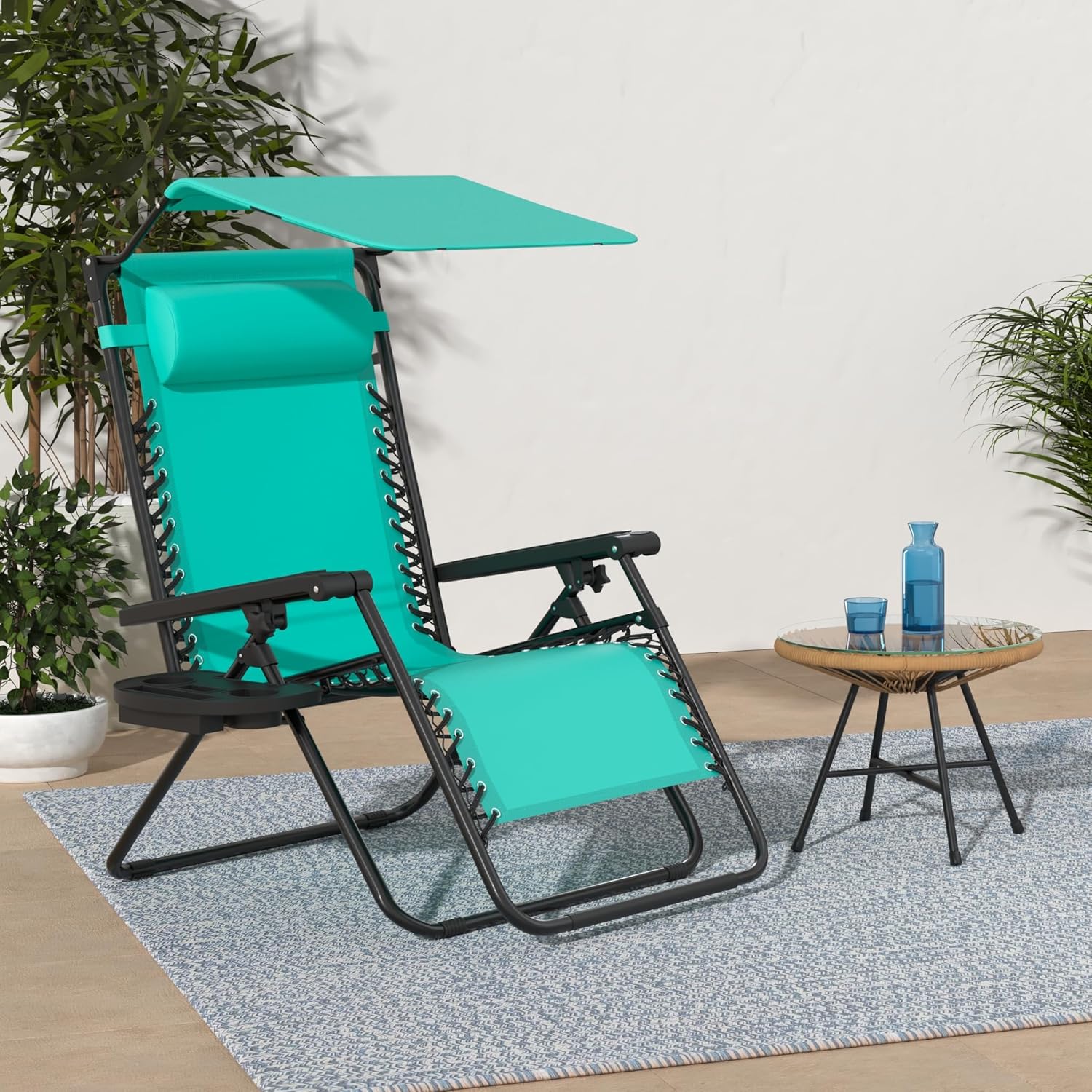 Best Choice Products Folding Zero Gravity Recliner Patio Lounge Chair Adjustable Canopy Shade