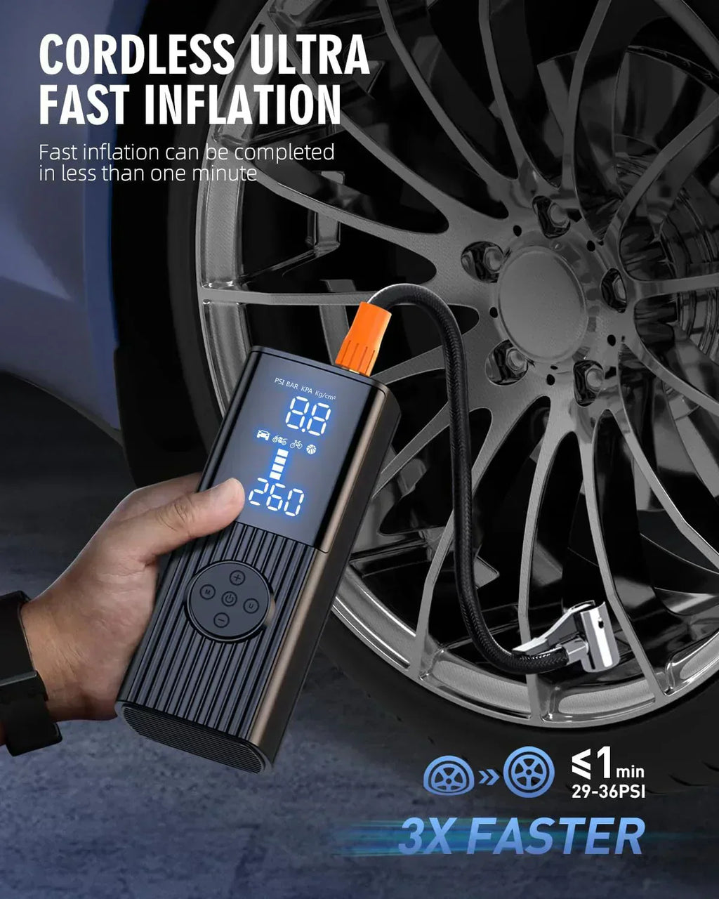 Tire Inflator Portable Air Compressor 180PSI Portable Air Compressor with with LED Light
