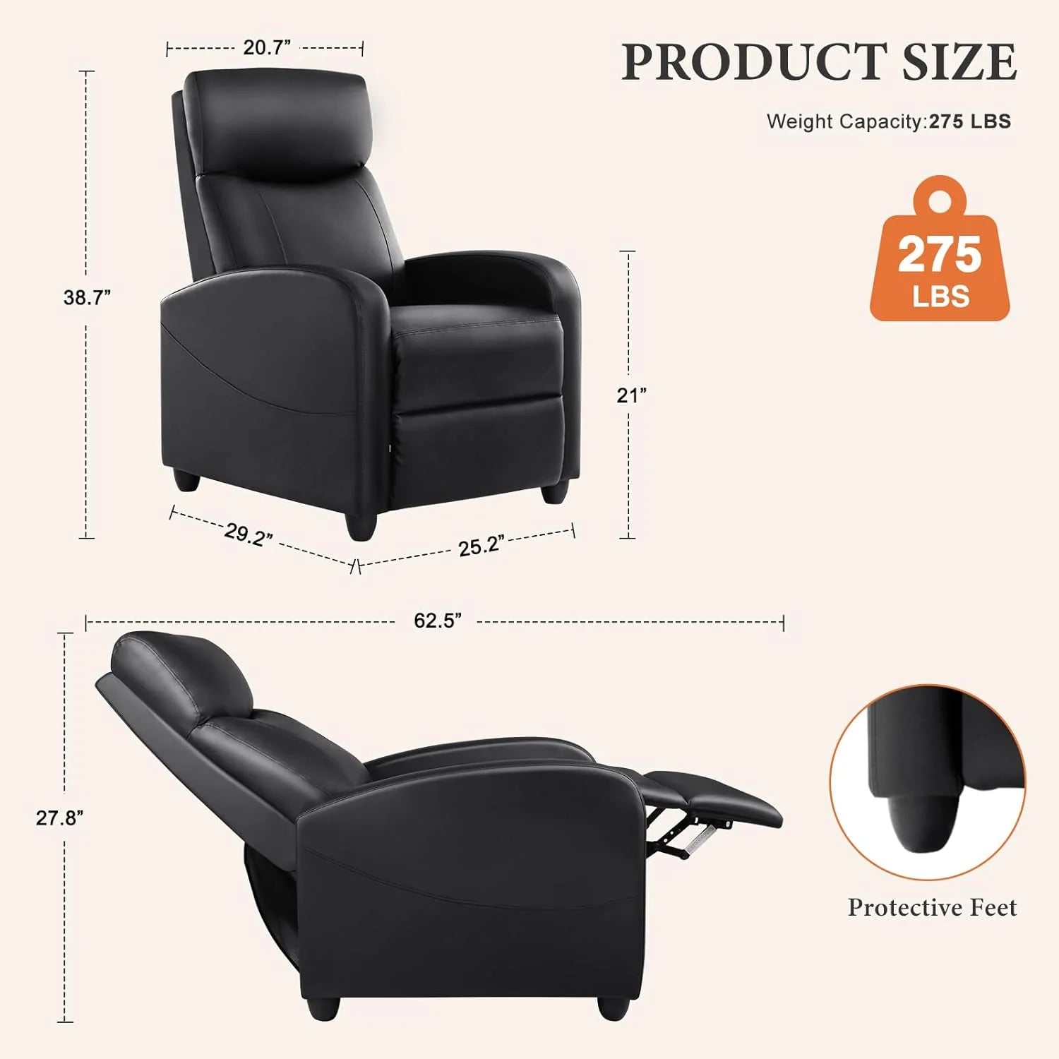 Sweetcrispy Massage Recliner Chair for Adults, Adjustable Home Theater Seating with Lumbar Support for Living Room, Modern Fabric Reclining, Light Grey