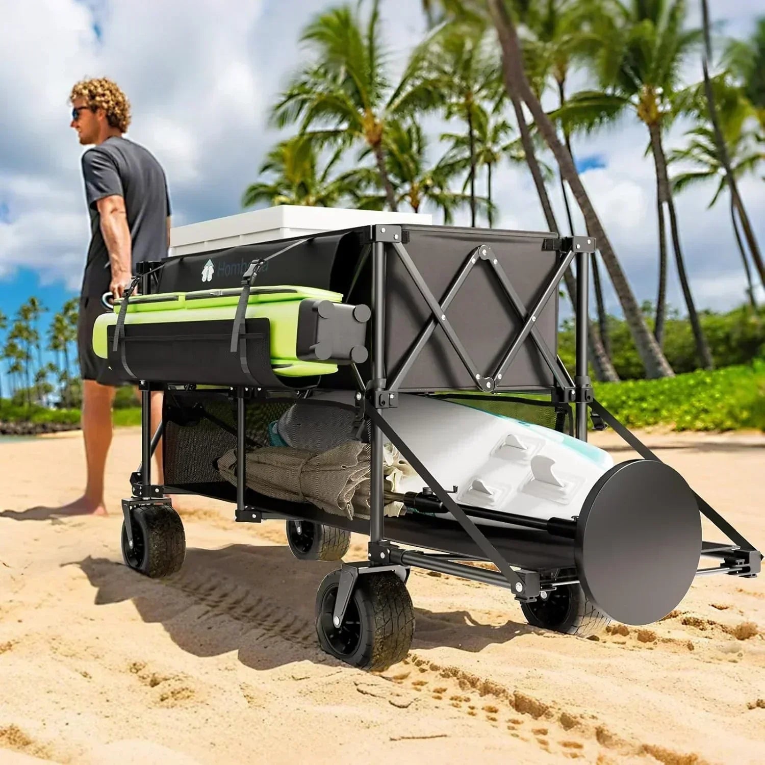48 Extra Large Folding Travel Cart 560 lb Capacity 350 L Heavy Duty Utility Cart with Brakes