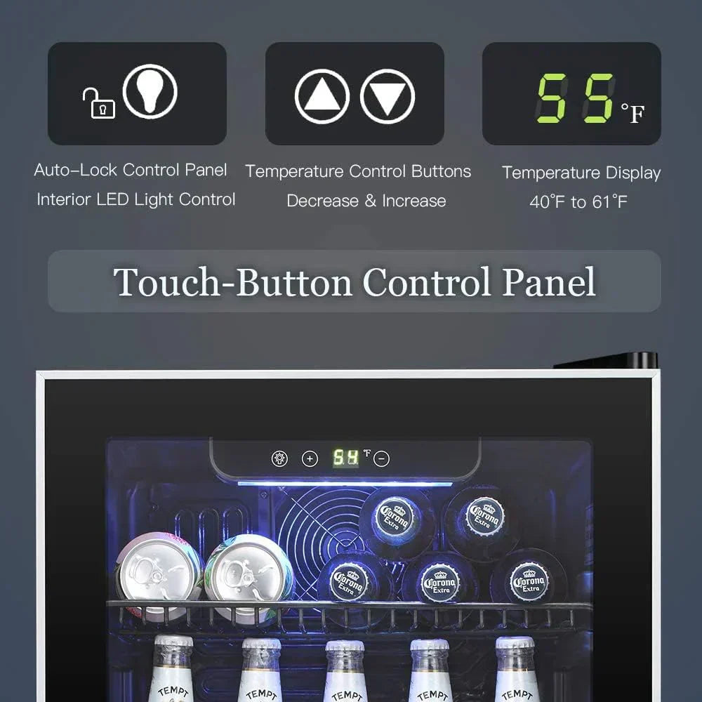 Antarctic Star Beverage Refrigerator Cooler 68 Can Mini Fridge with Glass Door for Beer Drinks Wine