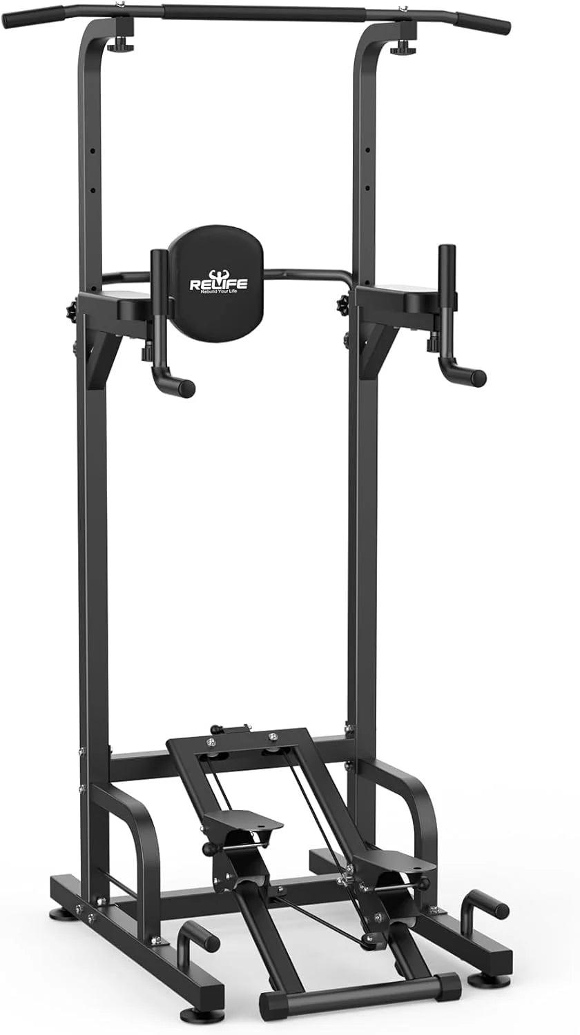RELIFE REBUILD YOUR LIFE Power Tower Pull Up Bar Station Workout Dip Station