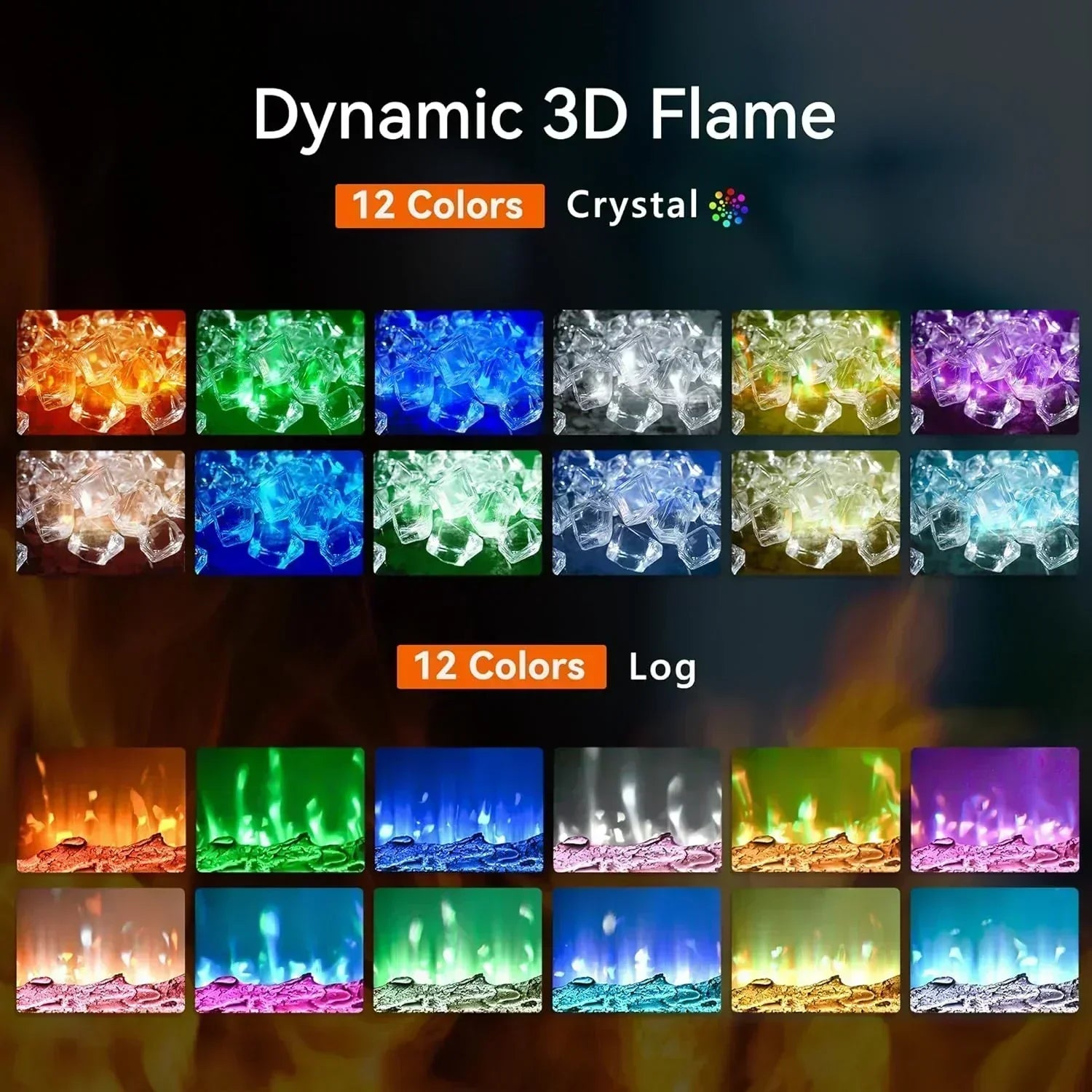 EUHOMY 50 Inch Electric Fireplace Wall Recessed Adjustable Flame Color Fireplace Heater