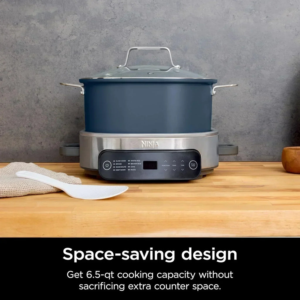 Ninja Slow Cooker 8.5 Quart Multi Cooker with Dutch oven steamer glass lid with integrated spoon