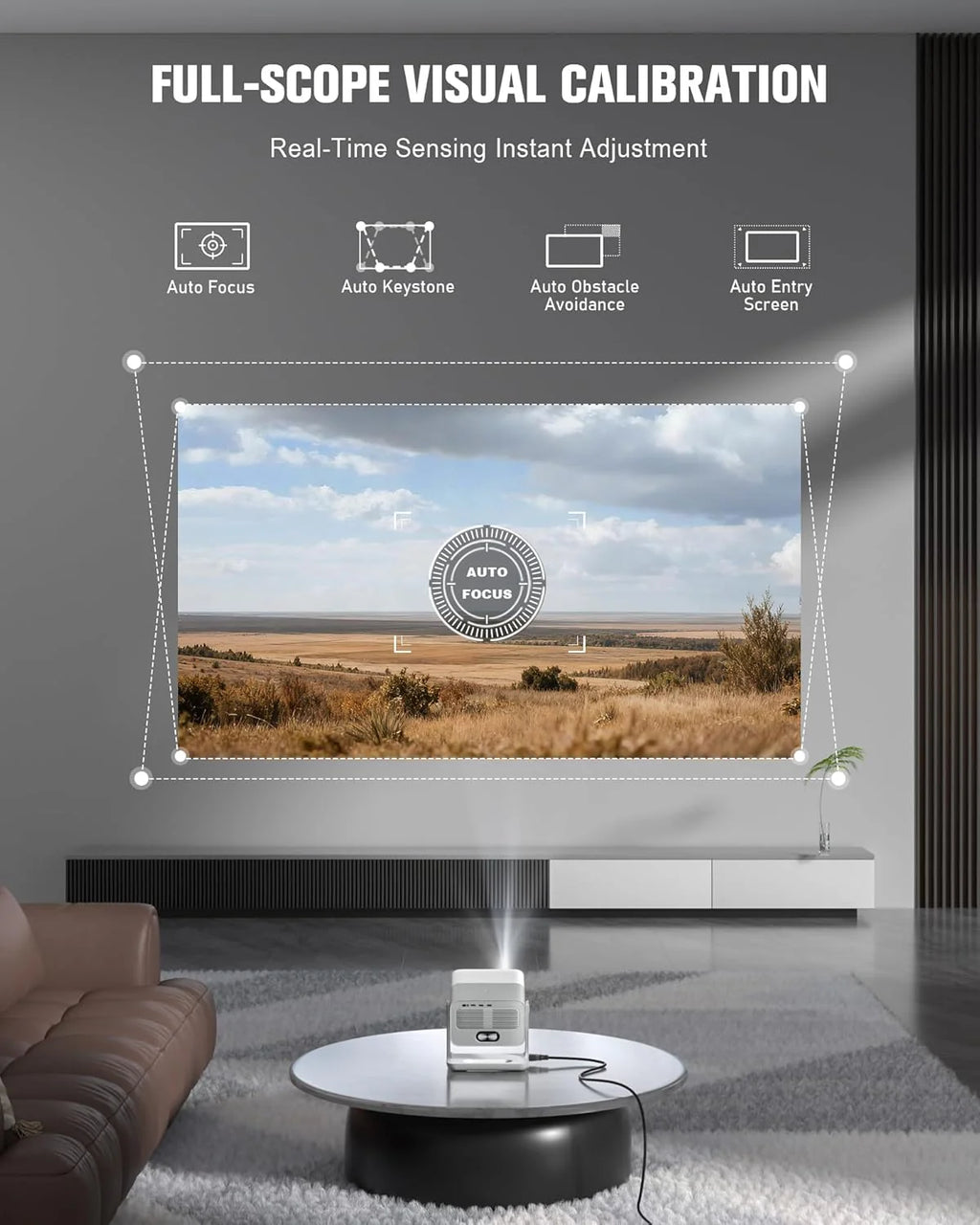 Smart Projector with WiFi and Bluetooth, VOPLLS Outdoor Projectors with Dolby/Auto Focus