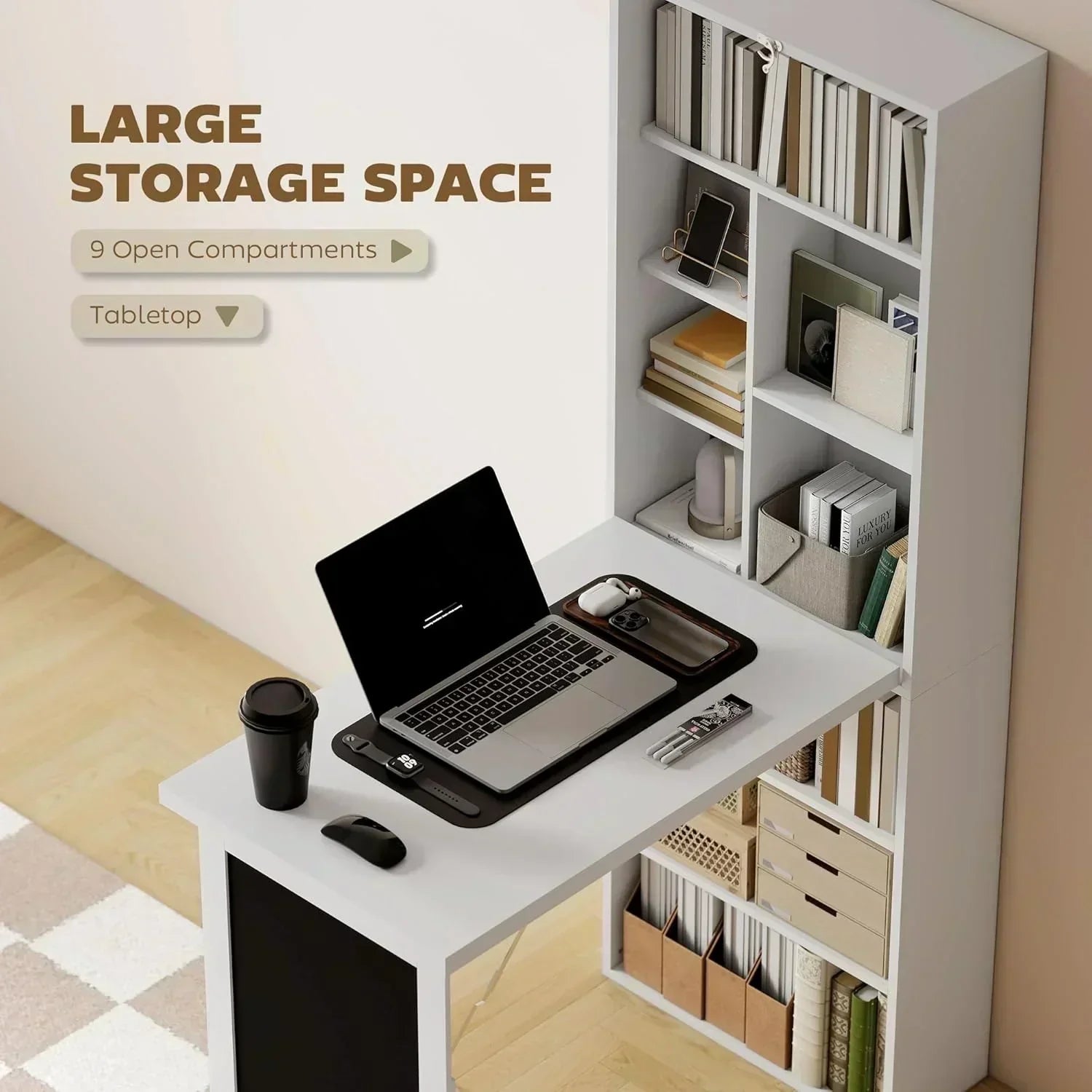 Folding convertible writing desk wall mounted desk cabinet multifunctional home workstation