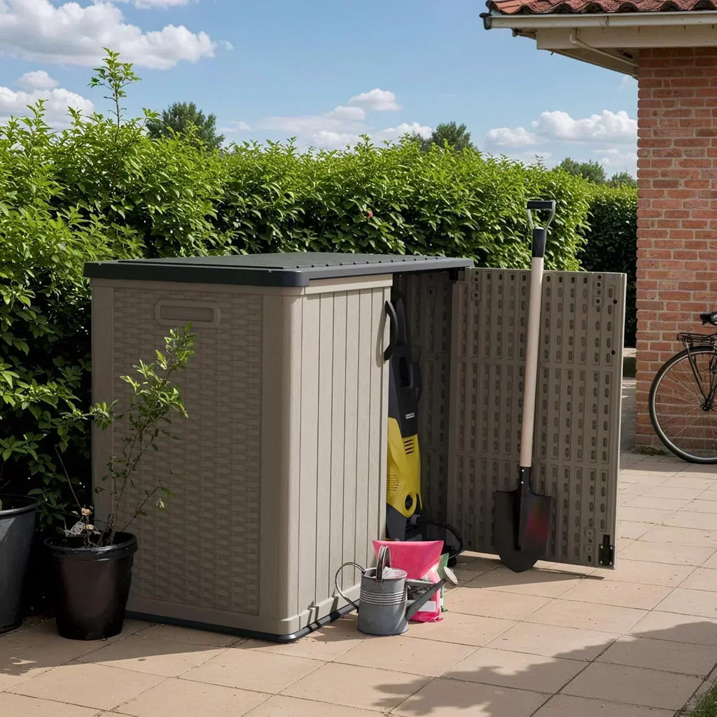 Devoko Outdoor Storage Cabinet 26 Cu Ft with Lockable Doors Horizontal Storage Shed Waterproof
