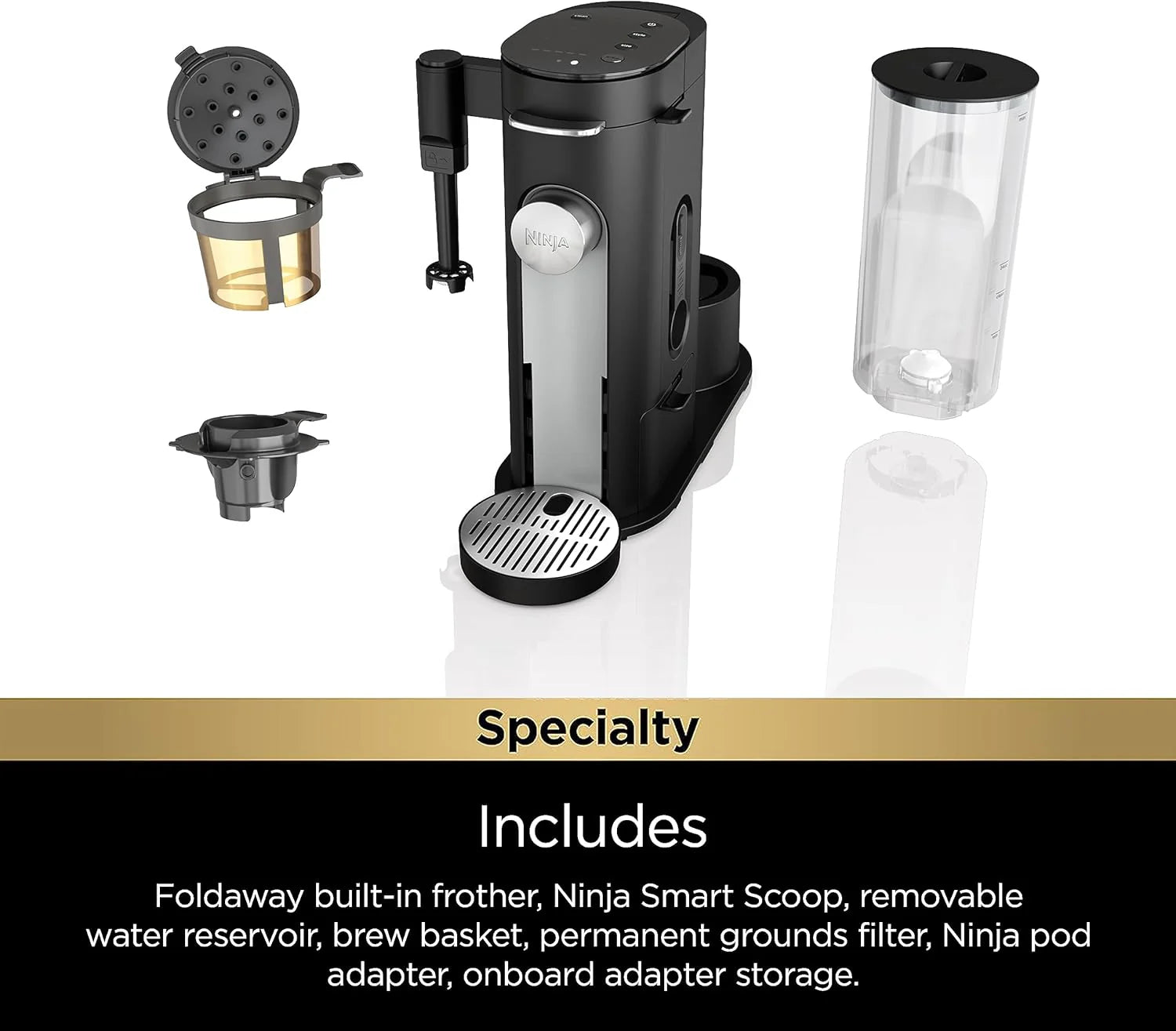 Ninja Pod & Grounds Single-Serve Coffee Maker 56-oz. Reservoir Stone PB051ST