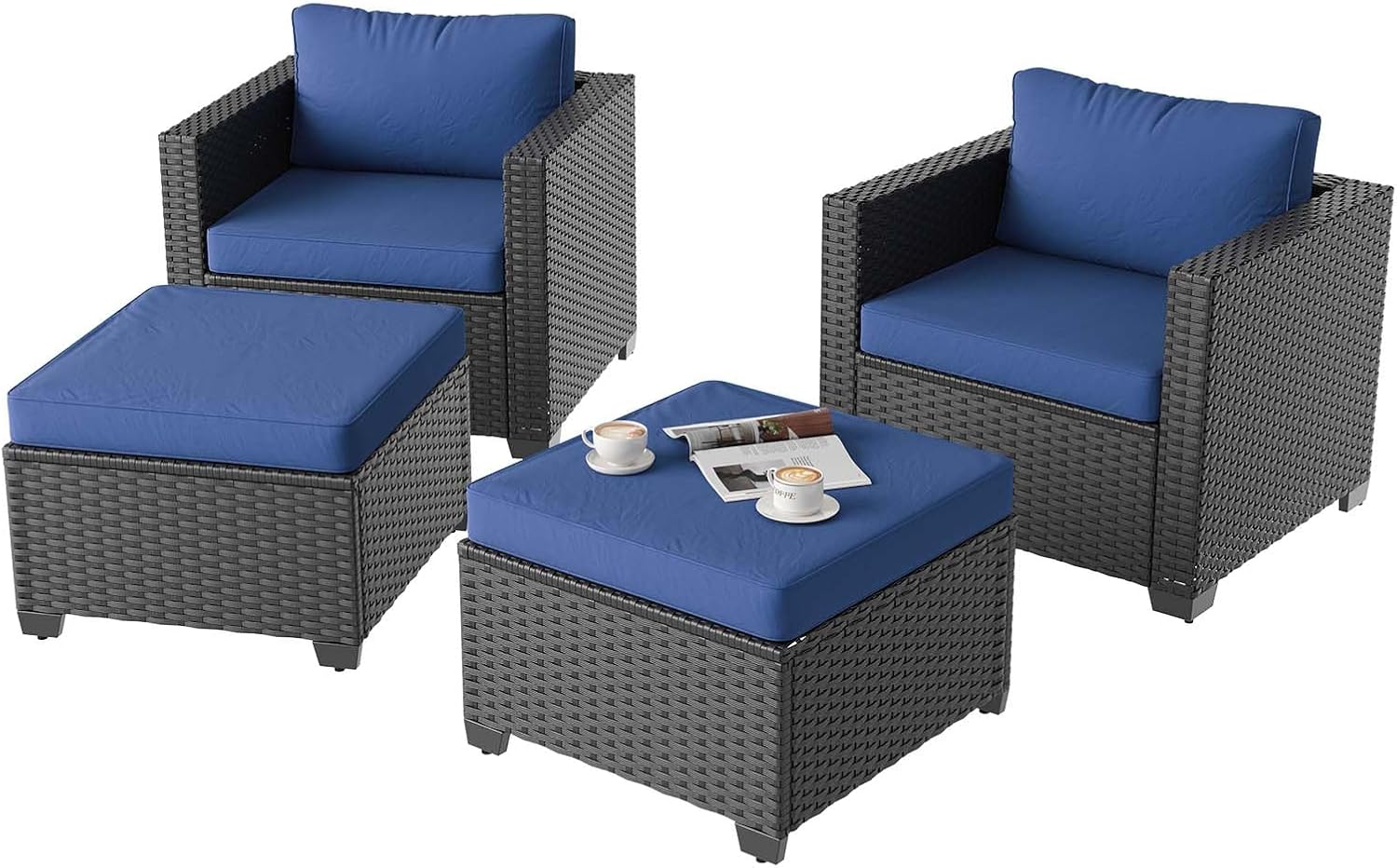 Aoxun 8 Piece Outdoor Patio Furniture Set 7 Seats, Outdoor Sectional with Thick Waterproof Cushions & Storage Coffee Table, Patio Conversation Sets for Garden,Backyard, Porch, Balcony, Deck, Beige