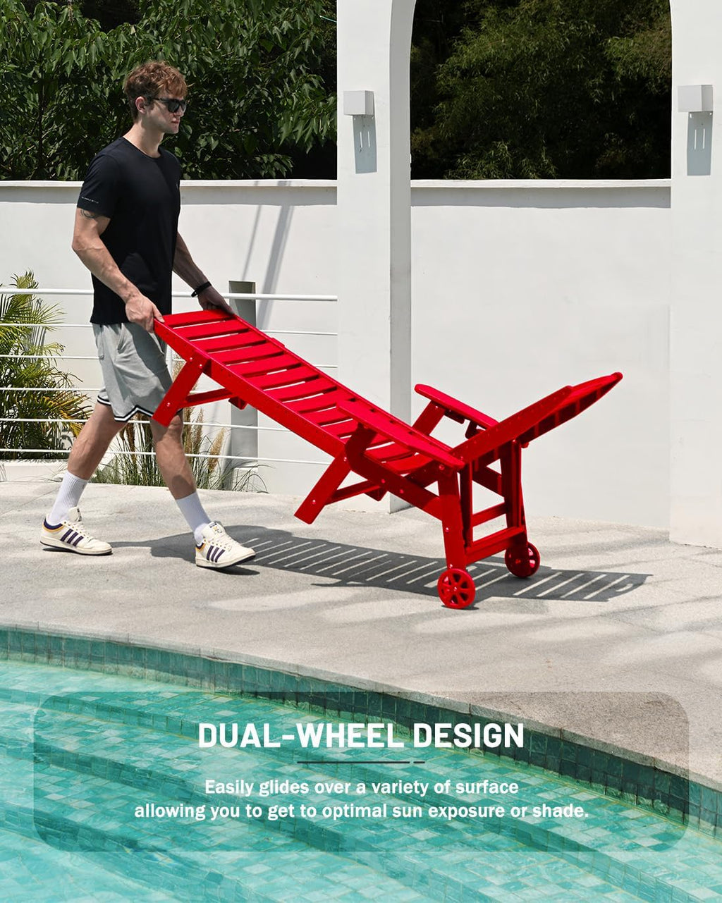 Lounge Chair Outdoor Chaise Lounge HDPE 6-Position Outdoor Chaise Lounge Patio Lounge Chair