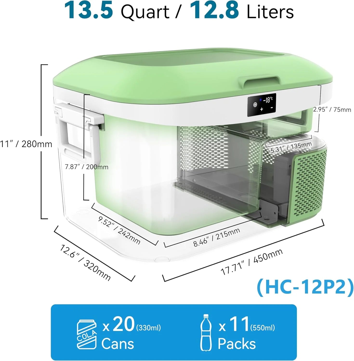Car Fridge Portable 12 Volt Refrigerator 23 Quart (22 Liter) Freezer Compressor Cooler 12V/24V DC