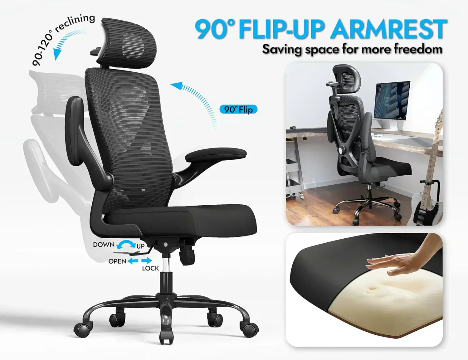 Office computer desk and chair gaming chair with lumbar support and headrest