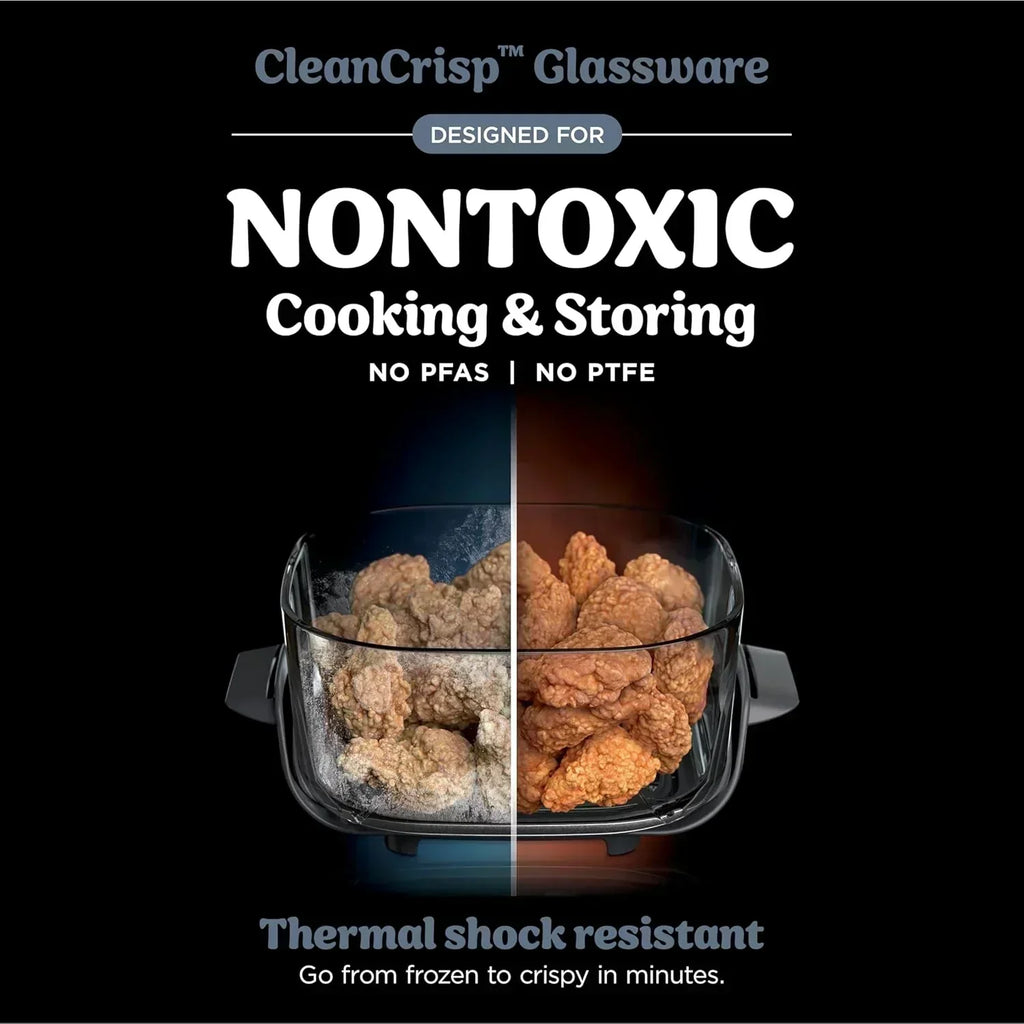 Ninja Crispi 4 in 1 Portable Glass Air Fryer Cooking System 4QT 6 Cup TempWare Glass Containers