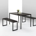 Zinus Louis 48 Inch Black Metal Frame Dining Table with Benches 3 Piece Dining Set