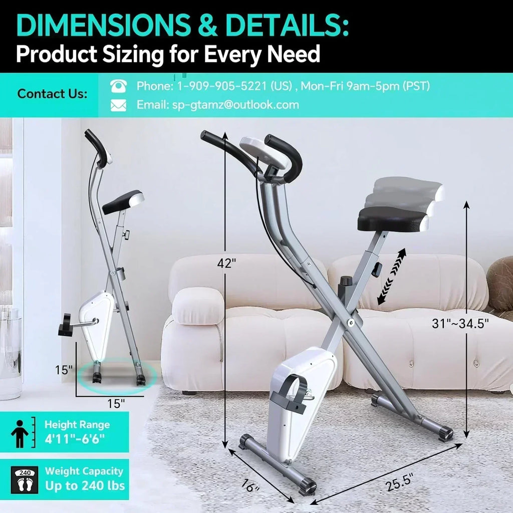 Foldable Exercise Bike Stationary Bikes  5 IN 1 Indoor Workout Cycling Bike Quiet Magnetic Resistance