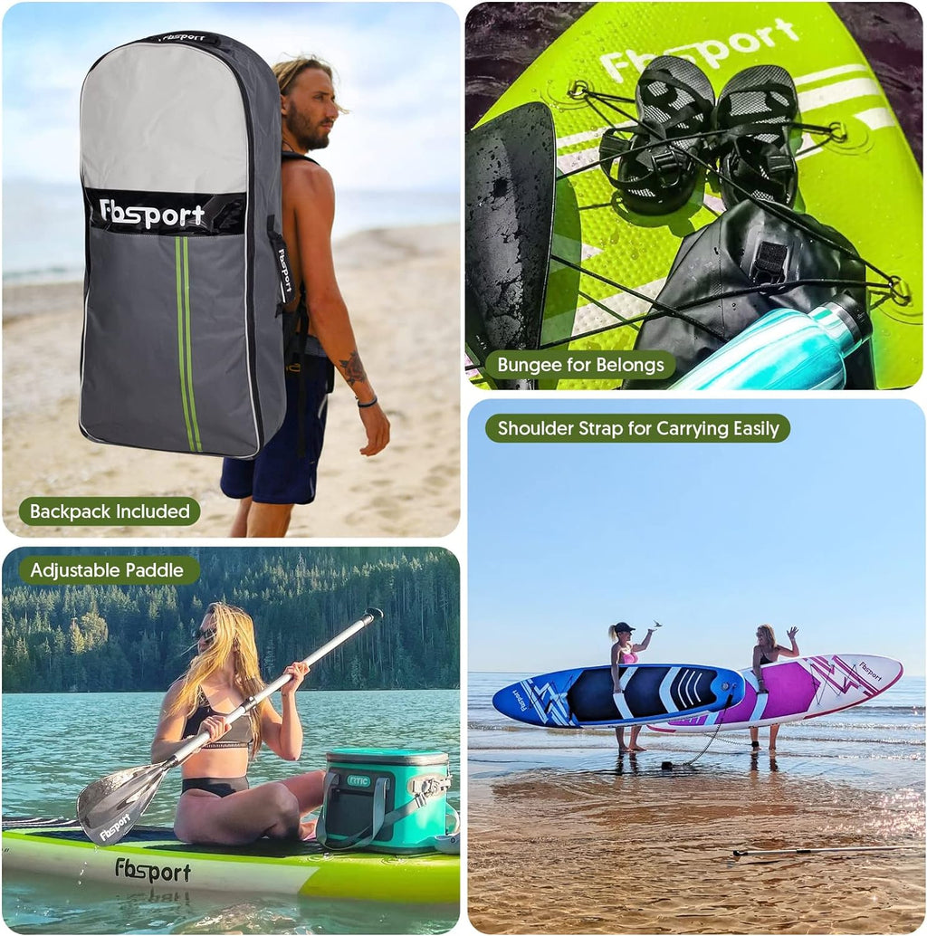 FBSPORT 11' Premium Stand Up Paddle Board Yoga Board with Durable SUP Accessories Carry Bag
