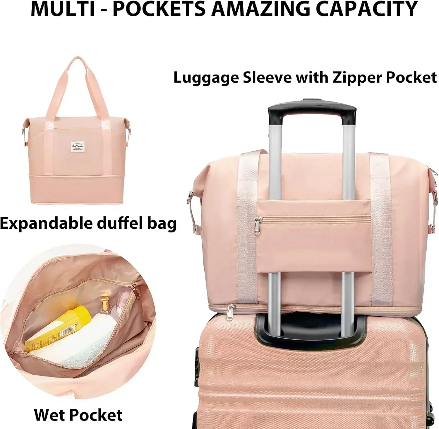 LONG VACATION 6 Piece Luggage Set Carry on Suitcase with ABS+PC hardshell Spinner Wheels