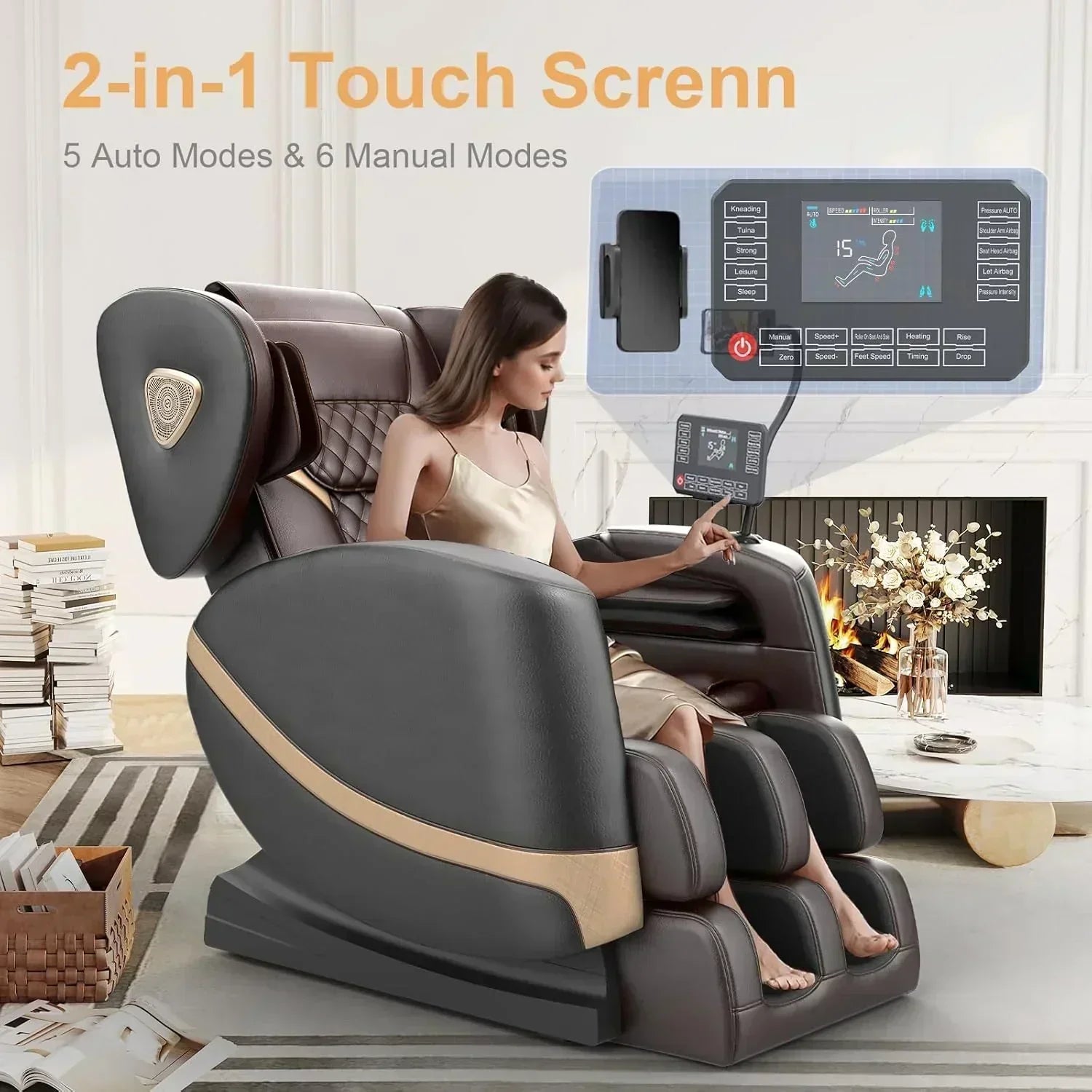 Full Body Massage Chair Zero Gravity Massage Chair with 10 Fixed Rollers Heating Foot Massage
