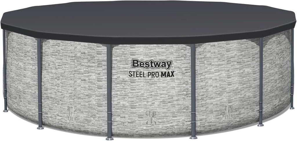 Steel Pro MAX 14 Foot x 48 Inch Round Metal Frame Above Ground Outdoor Swimming Pool Set