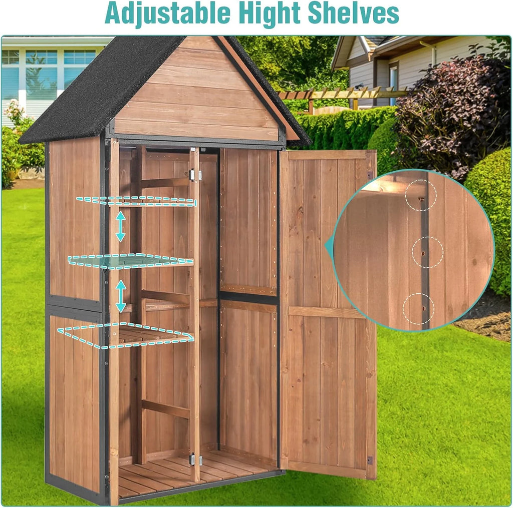 Sheds Outdoor Storage Garden Shed with Metal Frame Structure and Adjustable Shelves
