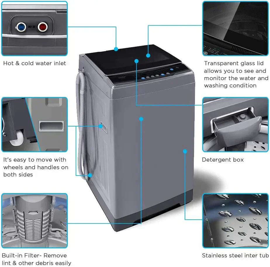 Comfee Portable Washing Machine 0.9 Cubic Foot with LED Display and Built-in Drum