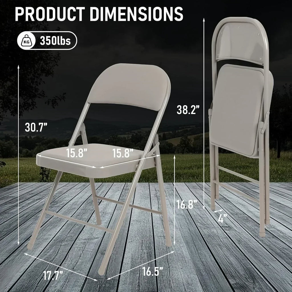 6 Pack Black Folding Chairs with Leather Chairs Events Office Wedding Party Upholstered Chairs